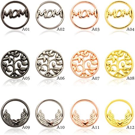 HotBuyKing TM: Perfect Gift - Rhinestone Round Floating Locket Plate With Over 40 Styles (A07 (Rose Gold Tree of Life))