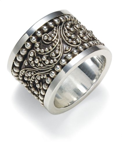 Sterling Silver Beaded Rim Ring by Lois Hill
