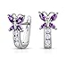 Girls 925 Sterling Silver Butterfly Huggie Earrings in CZ and Simulated Birthstones with Secure Backs