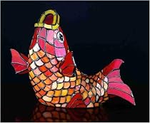 Meyda 9in. High x 14in. Long x 6in. Deep Tiffany Koi Accent Lamp 21197