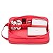 NCLINGLU Portable Small Universal Travel Case/Bag for Organizing Small Accessories & Electronics & Toiletries, with 2 Zippered main Compartments, High Quality & Good Looking (Red)