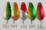 Lot of 5 New 3" Dimpled Casting Spoon Fishing Lures - .85 Oz