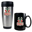 Milwaukee Bucks Stainless Steel Travel Tumbler & Black Ceramic Mug Set - Primary Logo NBA Basketball