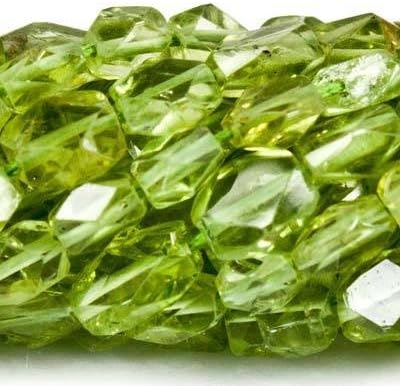 Peridot Beads Straight Drilled Faceted 5x3-6x3mm Fancy Cut, 15" length, 80 pieces
