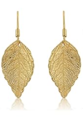 Beautiful Gold Plated Leaf Dangle Earrings
