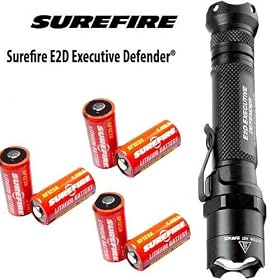 Surefire E2D Executive Defender E2D-BK Compact Incandescent And Six Surefire Batteries