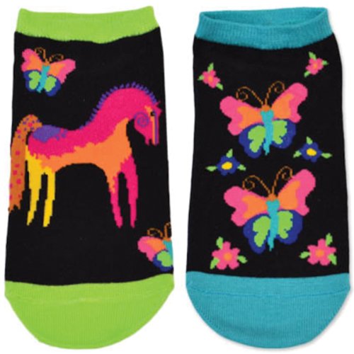 Laurel Burch Women's 2 Pack Lively Nature Crew Socks, Mystical Horse,9-11