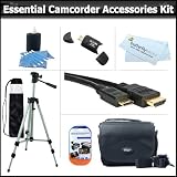 Essential Accessory Kit For Samsung SMX-F50 (SMX-F50BN/XAA) SMX-F54 SMX-F54BN/XAA HMX-H300 HMX-H300BN/XAA HMX-H304 HMX-H304BN/XAA HMX-Q10 HMX-Q10BN/XAA Camcorder Includes 50" Tripod + Deluxe Case + Mini HDMI Cable + Cleaning Kit + Screen Protectors + More