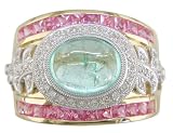18KT Mozambique Paraiba Tourmaline, Pink Sapphire & Diamond Cigar Band