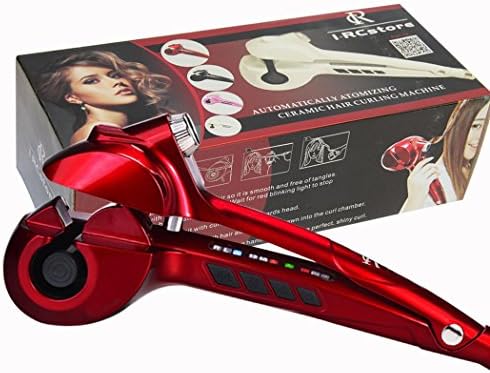 iCurl Pro LED Display Steamer Curl Magic Ceramic Curling Iron Automatic Hair Curler with Spray Function for Hair Care (Red)