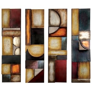 Wrought Iron Metal Wall Sculpture Art S/4 Art 31x8