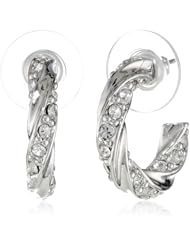 T Tahari Pave Twist Hoop Earrings