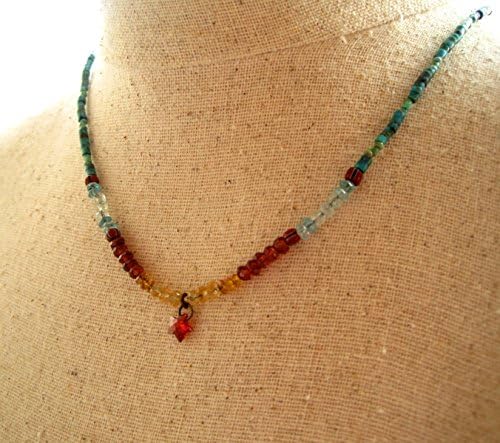 Enchanting and Extraordinary Cubic Zirconia Star pendant necklace. Turquoise, Garnet, Aquamarine, Citrine, Apatite, gemstones in sync to create a magnetic wear with everything necklace.