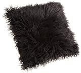 Brentwood 18-Inch Mongolian Faux Fur Pillow, Black