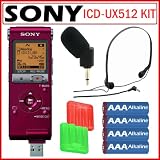 Sony ICD-UX512 2GB Internal Flash Memory Digital Voice Recorder in Red + Accessory Kit