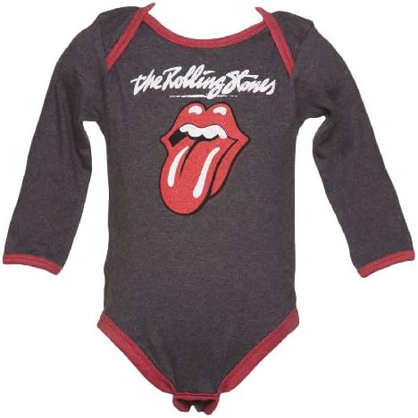 Kids Charcoal And Red Licks Tongue Rolling Stones Babygrow from Amplified Kids