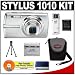Olympus Stylus 1010 10.1MP Digital Camera with 7x Optical Zoom (Silver) + Spare Li-50B Battery + Card Reader + Compact Padded Camera Case