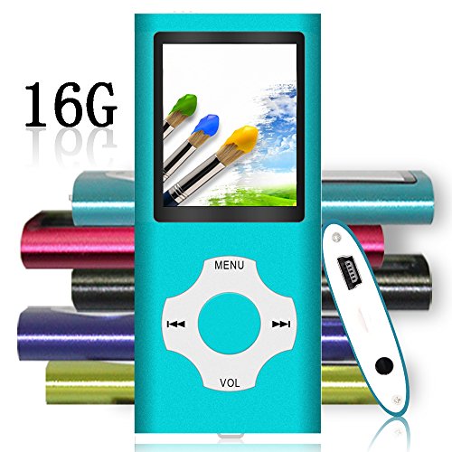 Tomameri - Compact and Portable MP3 / MP4 Player with Rhombic Button ( Including a 16 GB Micro SD Card ) Supporting Photo Viewer, E-Book Reader and Voice Recorder and FM Radio Video Movie - Blue
