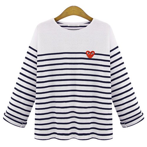 (イイネショップ) eeNeshop ハート ブローチ ボーダー カットソー