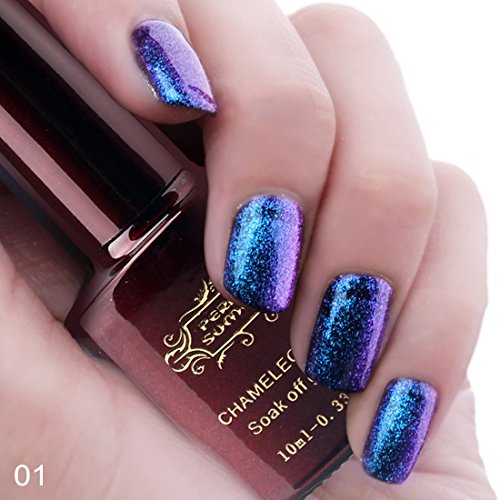 Perfect Summer 3D Holographic Chameleon Colors Changes 10ml Gel Nail Polish UV/LED Soak Off Nail Lacquers Creative French Manicure Art