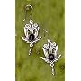 Onyx earrings, 'Rose Bud' 1" W 2" L