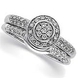 0.35 Ct.T.W. Prong & Pave-Set Round Diamonds in 14Kt. White Gold Wedding Ring Set. Pre-Set Diamond Wedding Ring Set