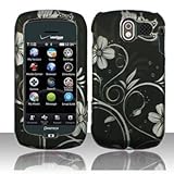 Rubberized Black Silver Vine Flower Snap on Design Case Hard Case Skin Cover Faceplate for Pantech Crux 8999