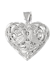 Clevereves14K White Gold Pendant 3-D Filigree Heart 14.9 - Gram(s)