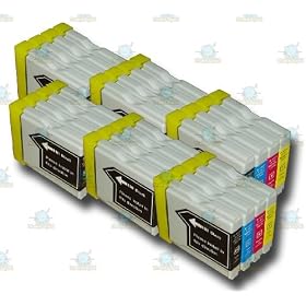 24 Chipped LC1000 Compatible Ink Cartridges for the Brother MFC-5460CN Printer from 'The Ink Squid' - 6 x LC1000Bk - Black; 6 x LC1000C - Cyan (Blue); 6 x LC1000M - Magenta (Red); 6 x LC1000Y - Yellow. The Latest Chips, Fully Compatible With Brother DCP and MFC Printers and the Maximum ML Capacity of any Compatible Ink Cartridge.