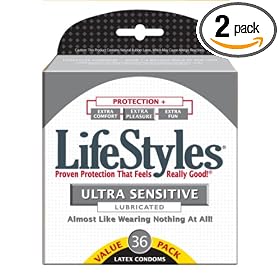 Ultra Sensitive Condoms, Lubricated, 40-Count Boxes (Pack of 2)