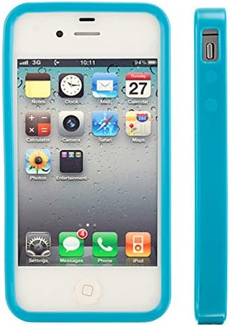 iPhone 4 case, iPhone 4S case, Moreyoulike Shock Resistant Glossy TPU Gel Soft Case with Hard Matte Clear Cover with Free Screen Protector (Bumper_Blue Teal)