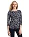 Jones New York Women's Floral Printed Crew Neck Shirt, Persian Navy/Light Grey Heather, X-Large