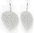 Lovely Lacy Silver Plated Aspen Leaf Dangle Earrings by Jack E Ohs NYC 3" Drop