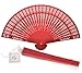 Quasimoon PaperLanternStore.com 8 Inch Red Folding Wood Panel Hand Fan with White Organza Bag for Weddings