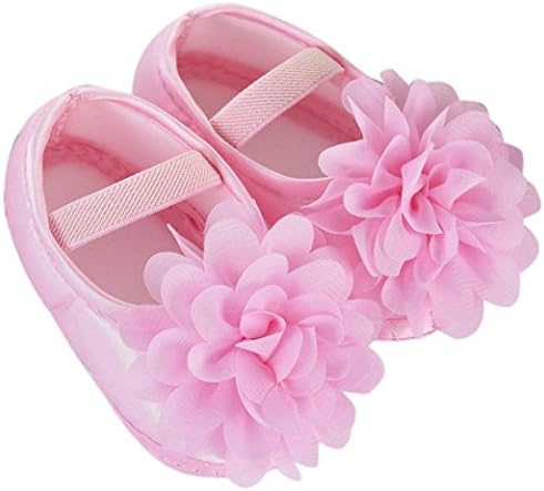 Tevies® 0-18M Baby Toddler Girl Chiffon Flower Toddler Shoes Firstwalker (0~6 Month, Pink)