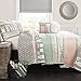 Lush Decor Llama Striped Quilt Reversible 4 Piece Kids Bedding Set Twin Turquoise & Pink
