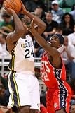 New Jersey Nets v Utah Jazz: Anthony Morrow and Paul Millsap Photographic Poster Print by Melissa Majchrzak, 28x42