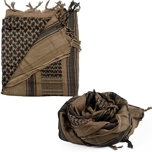 TE Lightweight Tactical Shemagh Scarf Turban Arab KeffIyeh Head Wrap Shawl (Brown / Black)