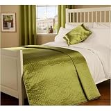 Single Quilted Passionate Faux Silk Bedspread in Moss Green