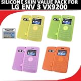 Silicone Skin 4 pc. Value Pack for your LG ENV 3 VX9200 (Yellow, Orange, Green, Light Pink) Bonus DBRoth Microfiber Cleaning Cloth Included