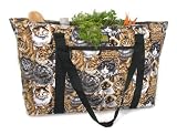 Cats CAT Deluxe Tote Bag High Quality COTTON FABRIC Bonded To WATERPROOF LINING - SEARCH BROAD BAY BAGS FOR MORE Travel, Baby, Diapers, Gym, or Beach Unique CHRISTMAS GIFT IDEAS for HIM or HER