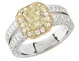 Natural Fancy Yellow Diamond Engagament Ring 2.73 Carat (ctw) in 18K White and Yellow Gold Accents