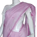 Fashion Saris Chikan Embroidered on Cotton Pink (chsari107)