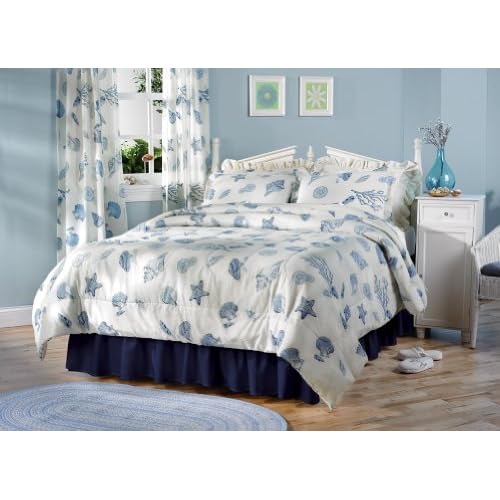 Seashells, Beach Themed, Nautical Full Comforter Set (8 Piece Bed In A Bag)