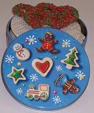 Scott's Cakes 1 lb. Milk Chocolate Covered Pretzel with Christmas Jimmies in a Christmas Cookie Tin