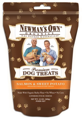 Newman's Own Organics Premium Dog Treats, Salmon & Sweet Potato, 13-Ounce Pouches (Pack of 6)