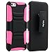 iPhone 6S Plus Case, ULAK Slim Dual Layer Rugged Hybrid Protective Cover with Kickstand and Swivel Belt Clip Combo Holster for Apple iPhone 6S Plus & iPhone 6 Plus 5.5 inch (Black/Hot Pink)