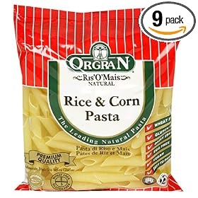 OrgraN Ris'O'Mais Rice & Corn Pasta, Penne, 8.8-Ounce Packages (Pack of 9)