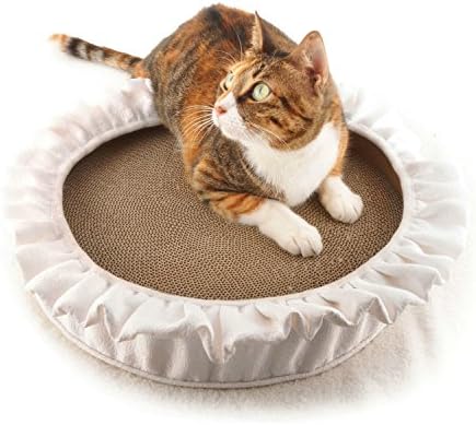 4CLAWS Round Scratching Bed 14" (Cream White)