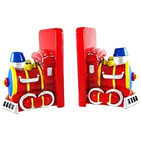 Charming Red Train Engine Bookends Book Ends